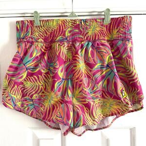 BUC-EES Beaver Bucees Pink Tropical Athletic Running Shorts Lined - Sz Large